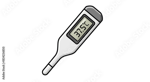 Digital thermometer displaying 375 degrees Celsius temperature.