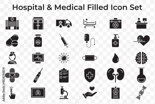 Healthcare icon set collection in dual tone style. an icon pack contain health, care, doctor, nurse, hospital, clinic, medicine, pill, report, vaccine.