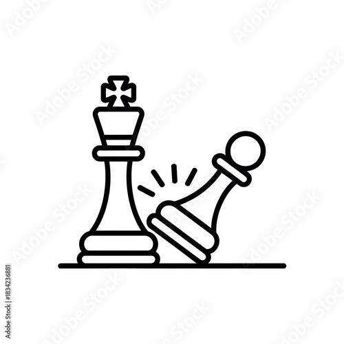 Chess king standing over fallen pawn symbolizing victory and strategy