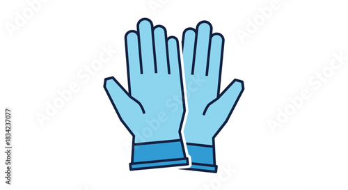 Pair of light blue protective gloves with blue cuffs.