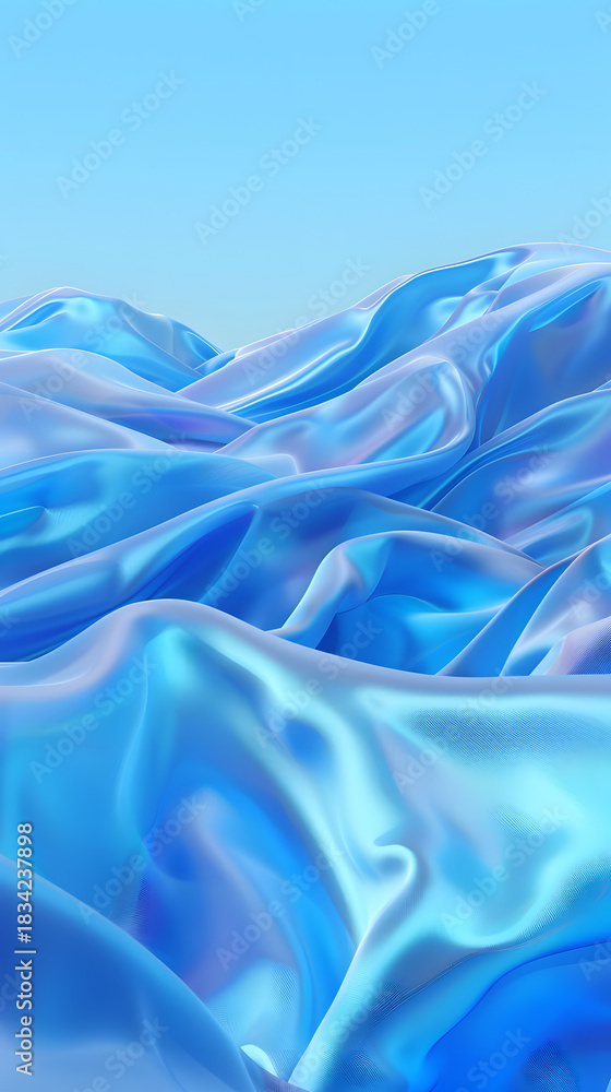 Obraz premium blue fabric waves resembling smooth digital silk material creating a soft flowing modern background