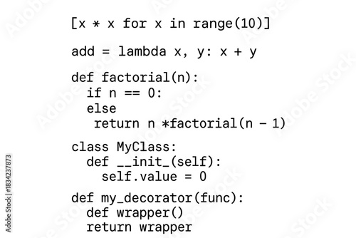 A classic joke among programmers about how chaotic and confusing Python code can look when all possible language constructs are mixed together at once.