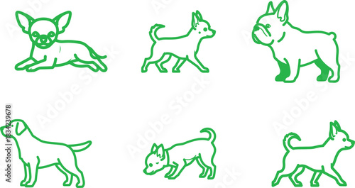 Diverse dog breeds illustrated in outline vector showcasing variety and companionship among popular domestic pets pet ownership dog lover illustration vector art