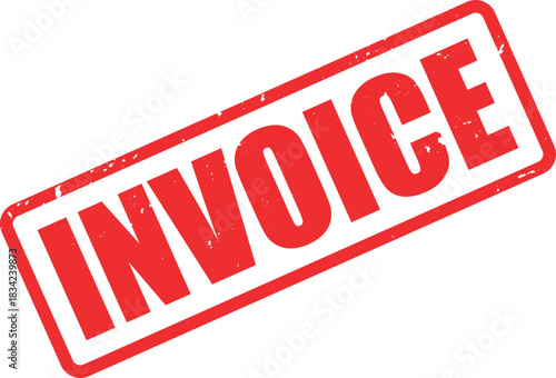 A worn red rectangular stamp boldly announces payment received on a clean white transparent background