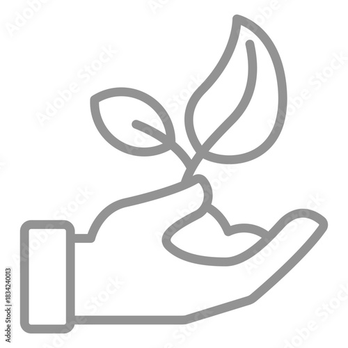 Hand giving plant with dirt stroke