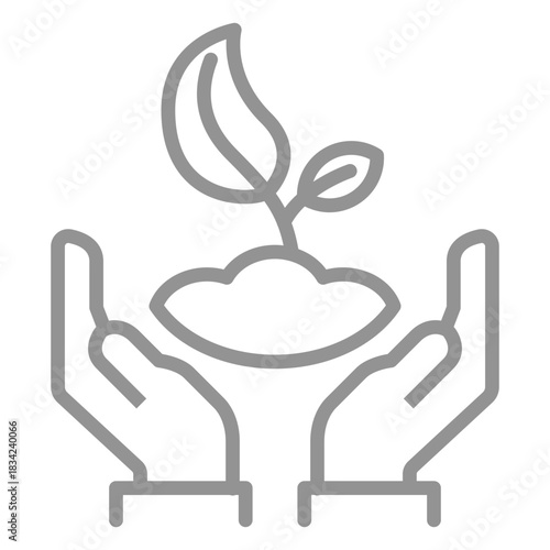 Hands holding plant stroke