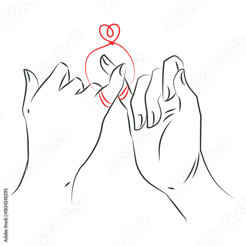 Red string of love hands