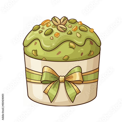 Italian Pistachio Panettone with Cream Filling