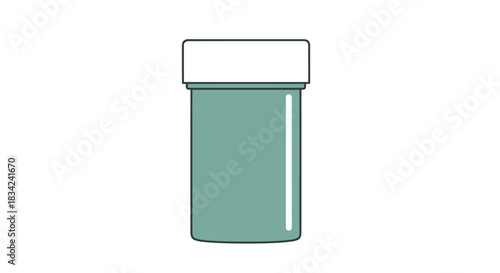 Illustrated green prescription medicine bottle with white cap.