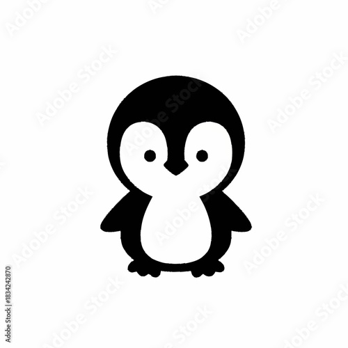 Adorable black and white baby penguin cartoon illustration.
