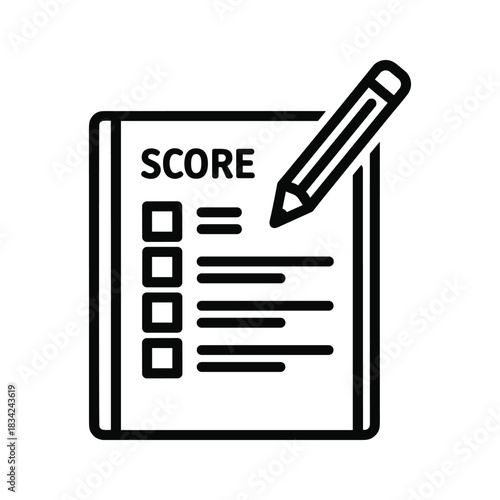 Score Sheet with Pencil Icon for Assessment, Grading, Test, Exam, and Evaluation Results