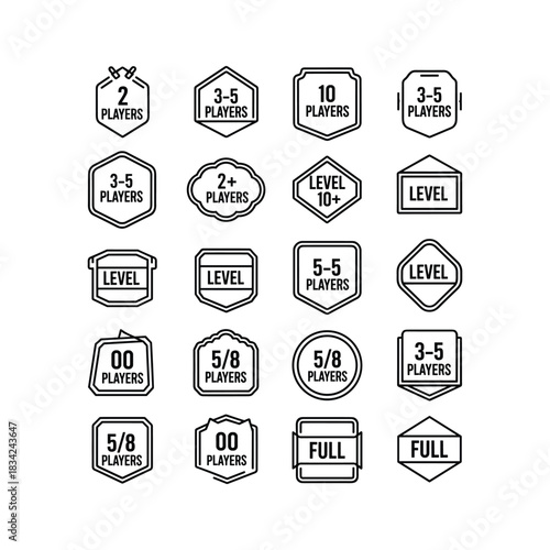 Game Player Count and Level Indicators Outline Icons