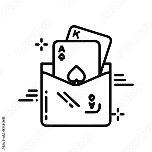 Playing Cards in Holder Outline Icon