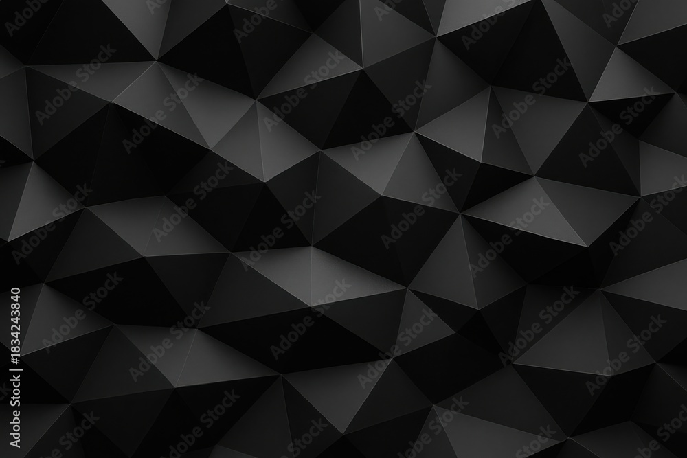 Fototapeta premium Dark Low Poly Geometric Modern Abstract Surface with Deep Polygon Structure and Sharp Texture
