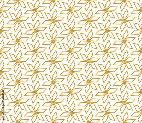 Elegant Golden Geometric Star Outline Seamless Pattern