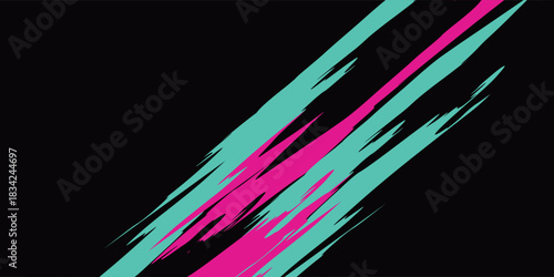Car sticker wrap banner abstract sporty lines pink blue greenish grunge color combination brush storm thunder modern pattern racing motorsport.