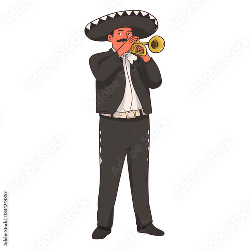Mariachi trumpet player cartoon