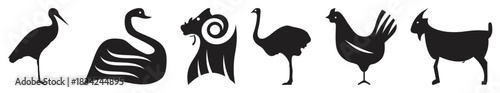 Collection of Farm and Wild Animal Silhouettes.