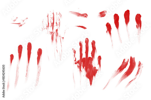 Human bloody hand print. Crime clip art on white background