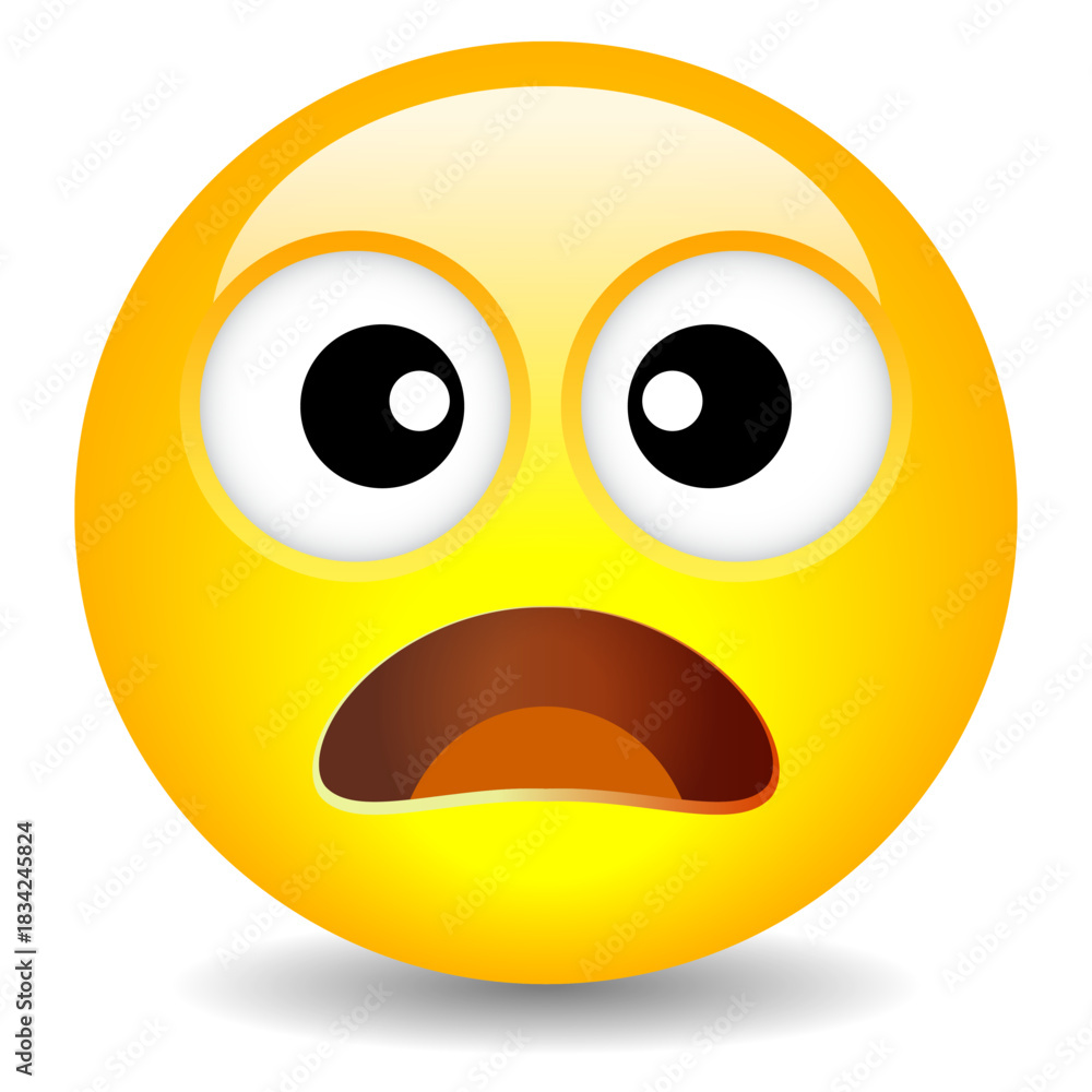 Fototapeta premium Amazed emoji face vector illustration on white background