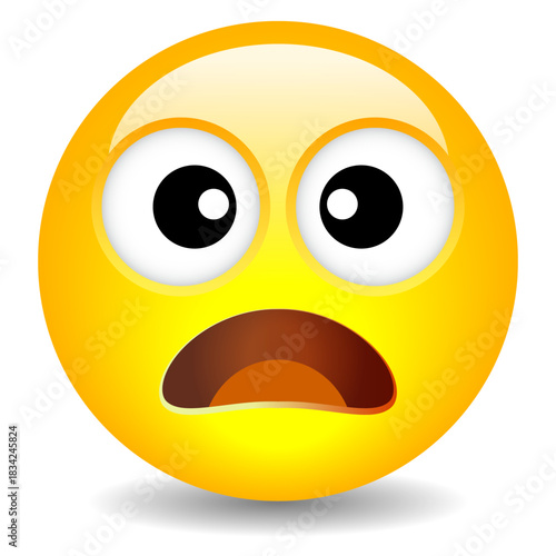 Amazed emoji face vector illustration on white background