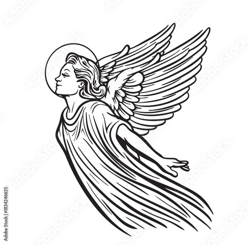 Angel flying Poses Isolated Isolated Vector EPS