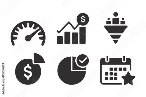 Finance and analytics icons set . Vector illustration.