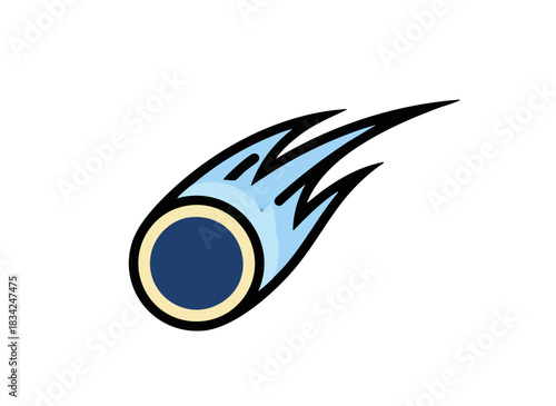 Single vector icon of a comet with a trailing tail