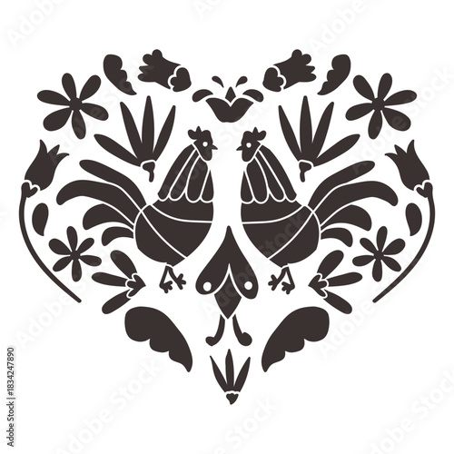Otomi style rooster cock silhouette