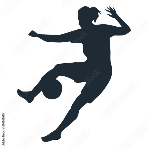 Woman taking the ball silhouette