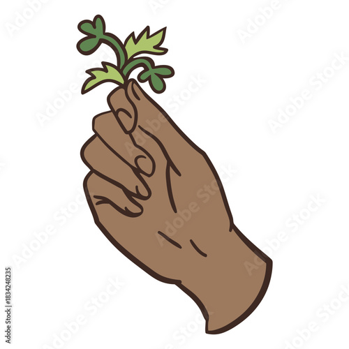 Grabbing tiny plant illustration