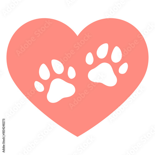 Heart dog footprints flat
