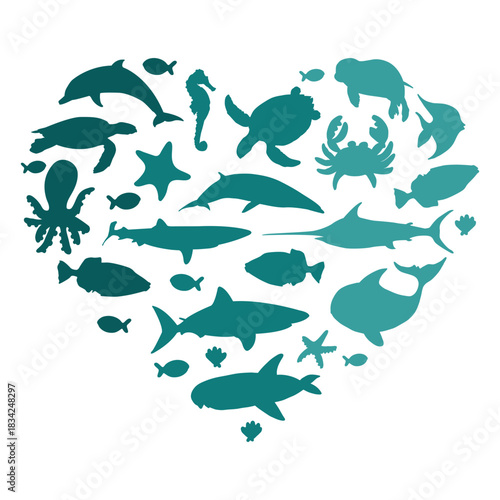 Heart sea animals