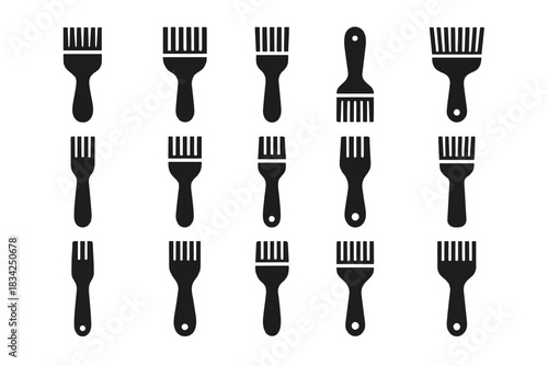 Collection of black hair pick silhouettes in varied designs