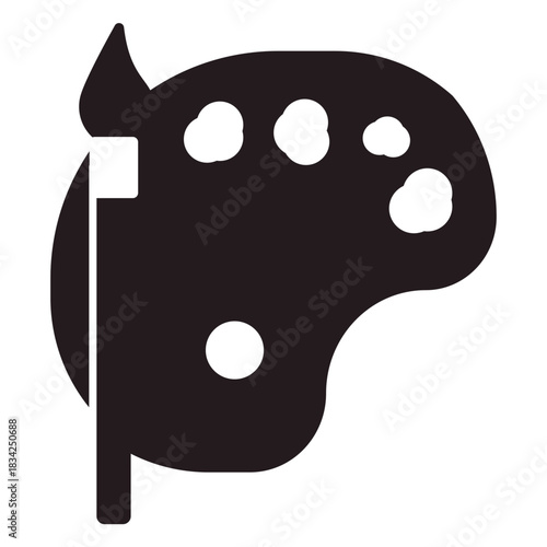 Paint brush and palette black