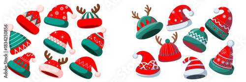 Festive christmas hats collection holiday season vector art