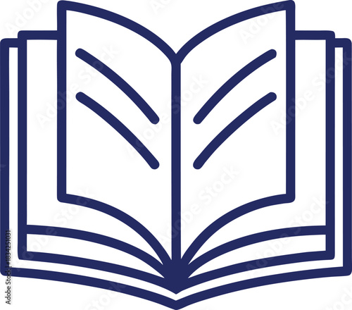 Minimalist open book outline icon representing knowledge and learning