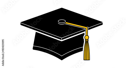 Black Graduation Cap with Gold Tassel.