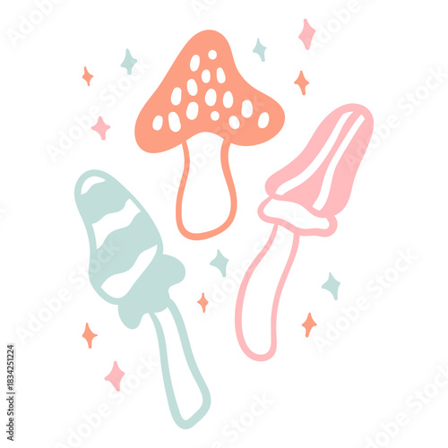 Cute mushrooms flat
