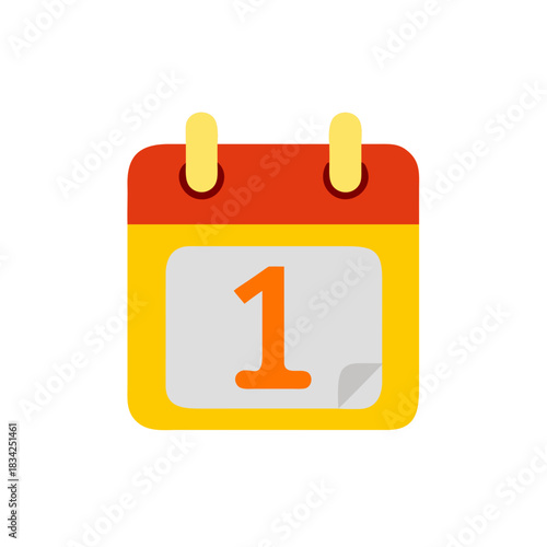 A stylized flat icon of a calendar showing the first day of school marked with the number one