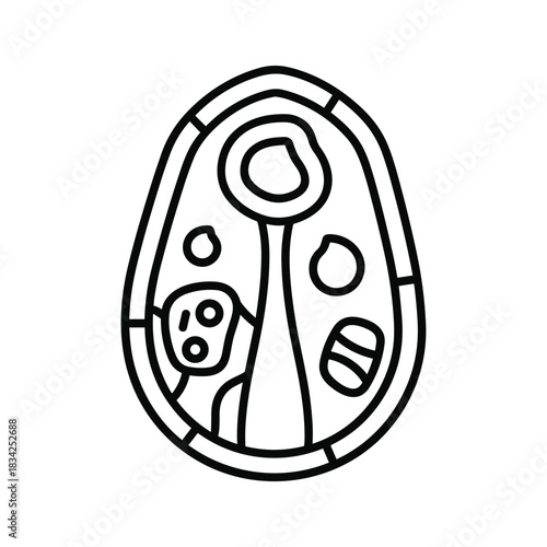 Abstract Biological Cell Structure Line Art Icon
