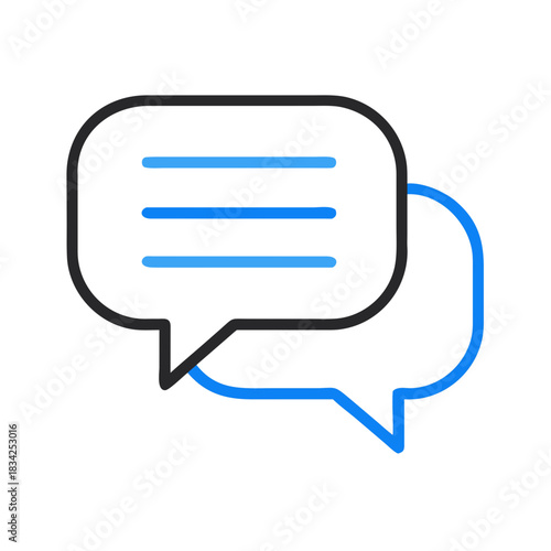 Modern, minimal, curved speech bubble icon, clean vector.