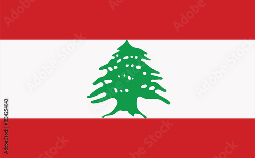 National Flag of Lebanon - Flat Vector Illustration with Red, White Stripes, and Green Cedar of Lebanon Symbol.