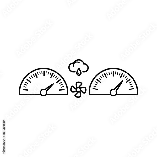 Climate Control Gauges with Humidity and Fan Icons