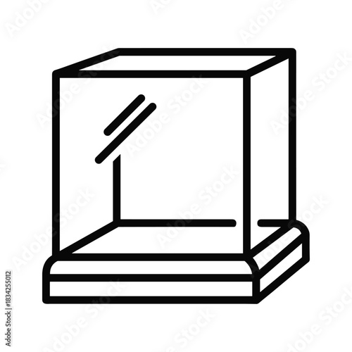 Minimalist Display Case Icon - Empty Glass Showcase on Pedestal