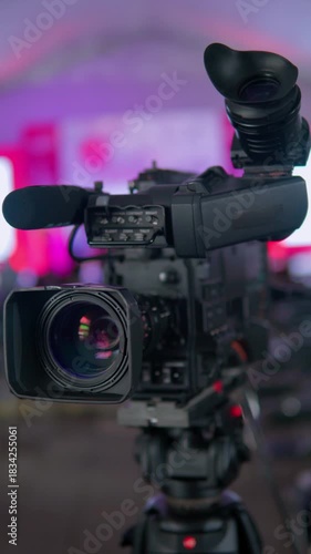 Professional video camera streaming live broadcast event