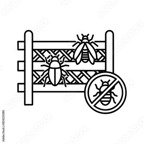 Pest Control Fence with Insects Icon