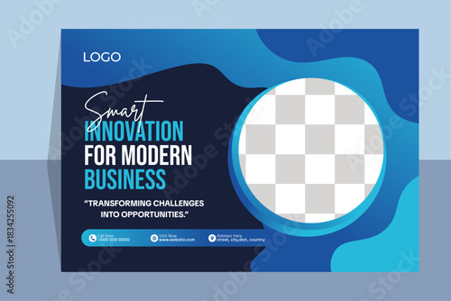 Professional Business Billboard Template with Circular Image Placeholder | Modern Corporate Outdoor Advertising Design । Creative Corporate Billboard Layout with Round Photo Frame 