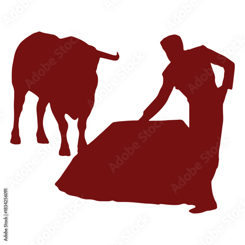 Bullfight paused bull silhouette