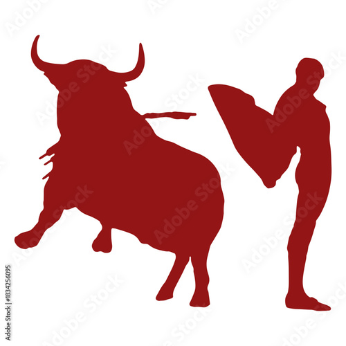 Bullfight jumping bull silhouette